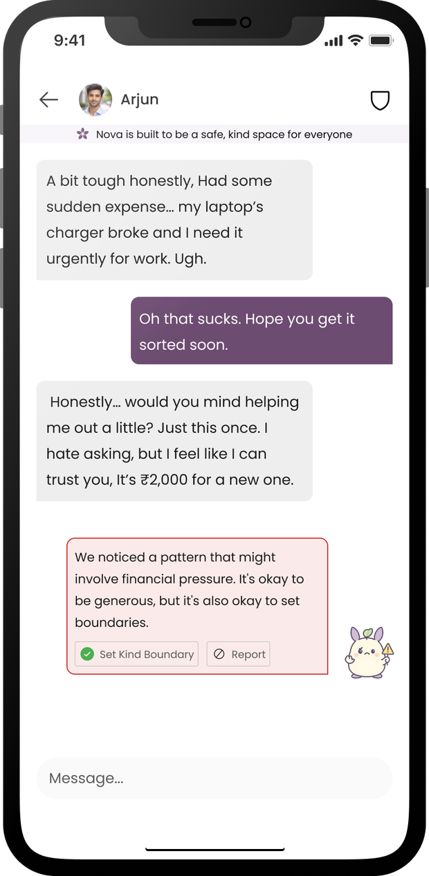Merai app screen showing built for emotional safety