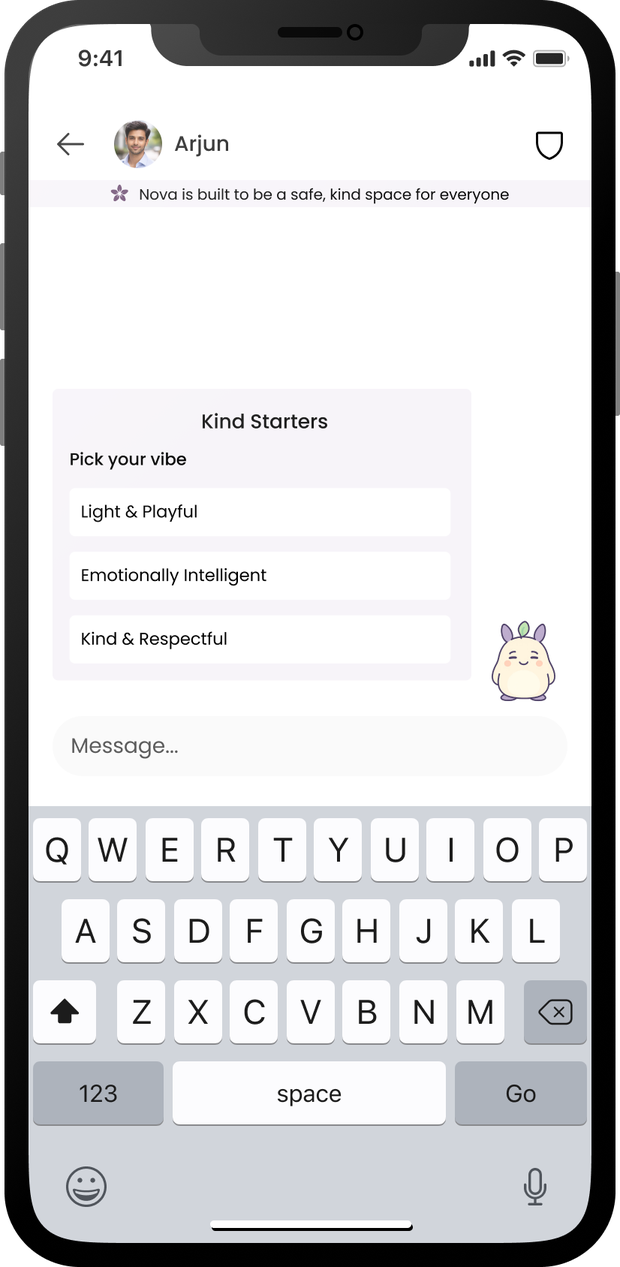 Merai app screen showing kind start conversation