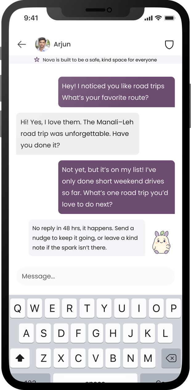 Merai app screen showing no ghosting mode